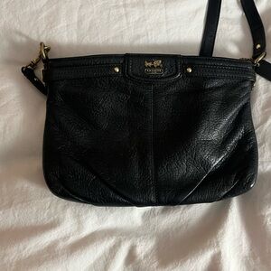 Coach Black Leather Crossbody with Gold Hardware